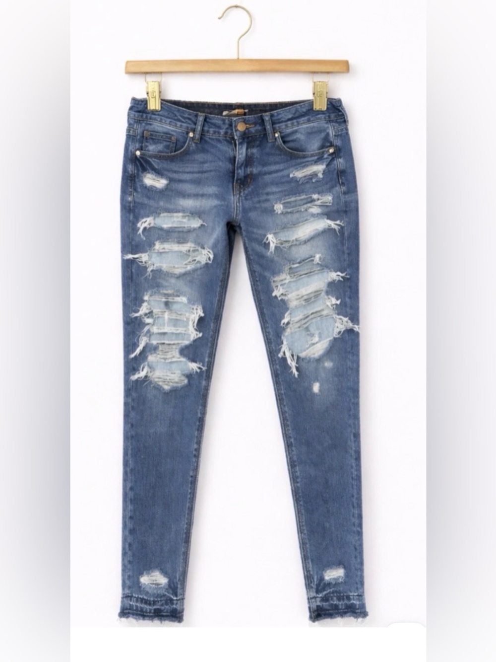 American Eagle Outfitters Distressed Blue Skinny Jeans